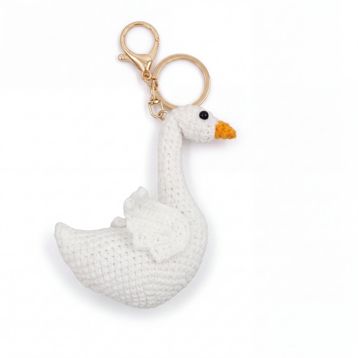 Black & White Swan Hand-crochet Keychain