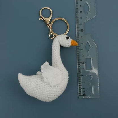 Black & White Swan Hand-crochet Keychain
