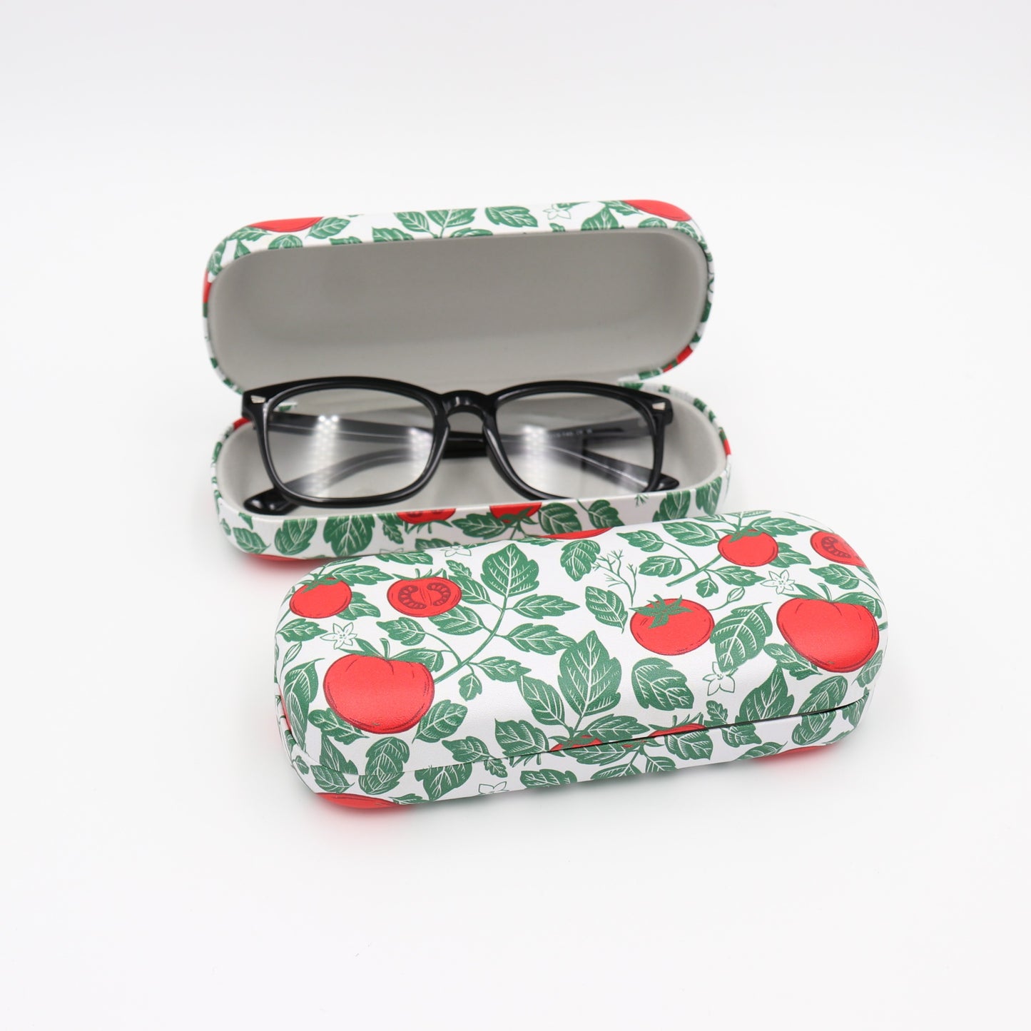 Tomato Pattern Glasses Case – Hard Shell Eyeglass Box with Soft Lining