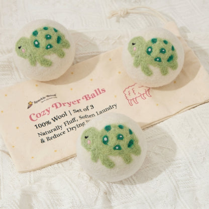 Turtle Wool Laundry Dryer Balls – Set of 3