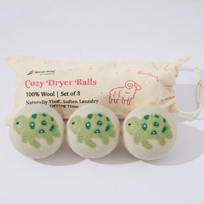 Turtle Wool Laundry Dryer Balls – Set of 3