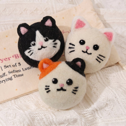 Tuxedo & Calico Cat Wool Dryer Balls – Set of 3