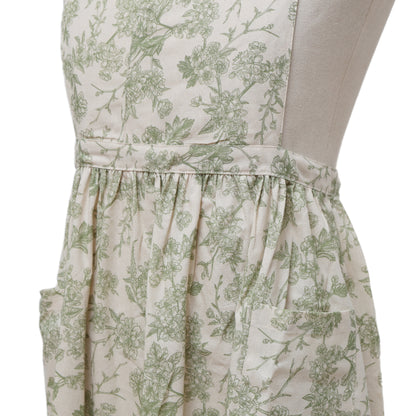 Vintage Botanical Garden Toile Apron - Sage Green