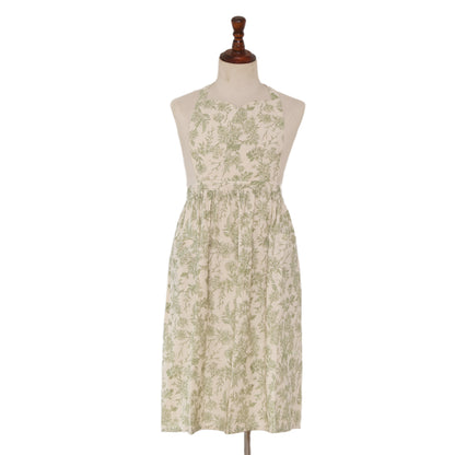 Vintage Botanical Garden Toile Apron - Sage Green