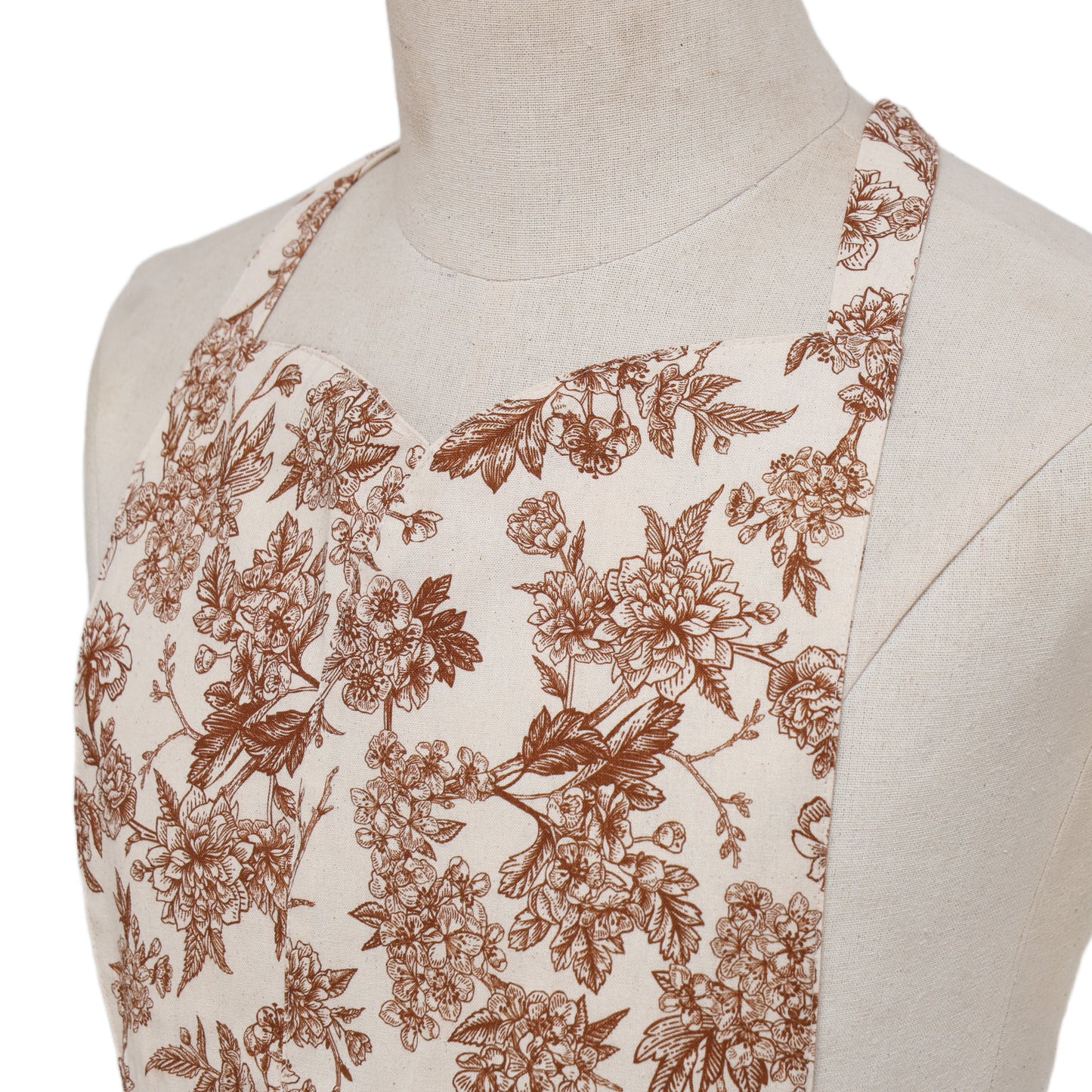 Vintage Botanical Garden Toile Apron - Rust Brown