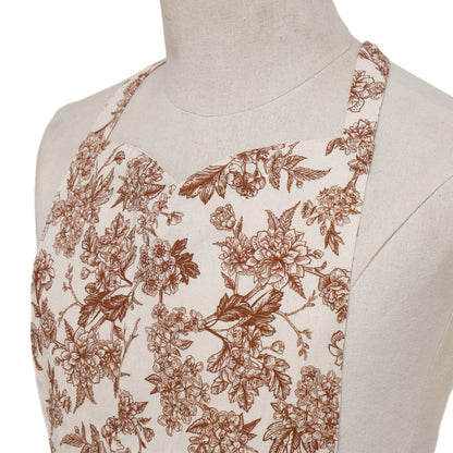Vintage Botanical Garden Toile Apron - Rust Brown