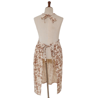 Vintage Botanical Garden Toile Apron - Rust Brown
