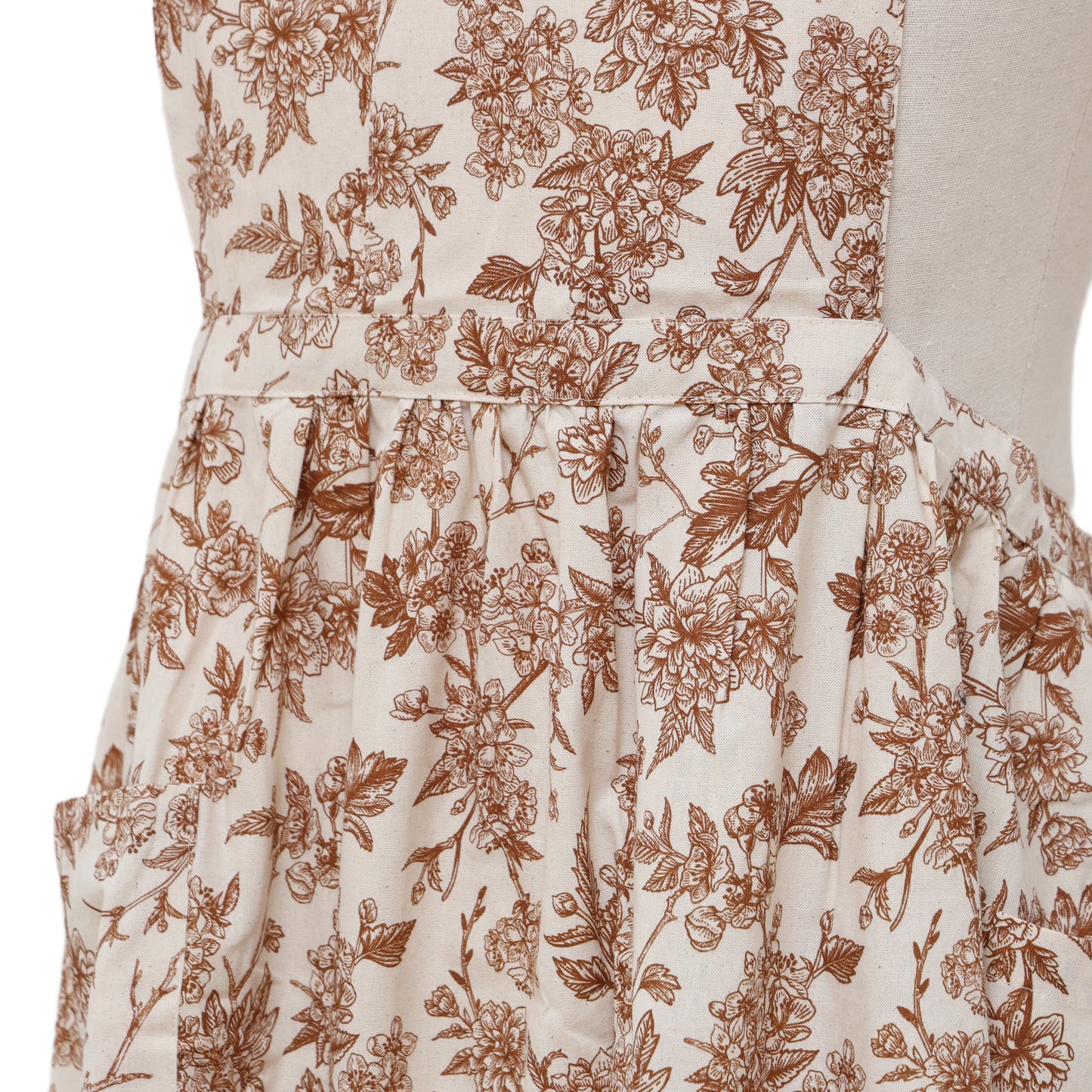 Vintage Botanical Garden Toile Apron - Rust Brown
