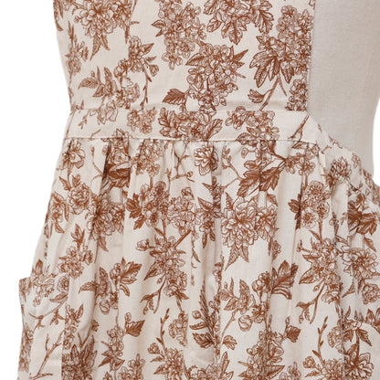 Vintage Botanical Garden Toile Apron - Rust Brown
