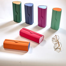 Load image into Gallery viewer, Vintage-Inspired Magnetic Glasses Case: Retro Cylindrical Design for Stylish Eyewear Protection (Stone Blue)
