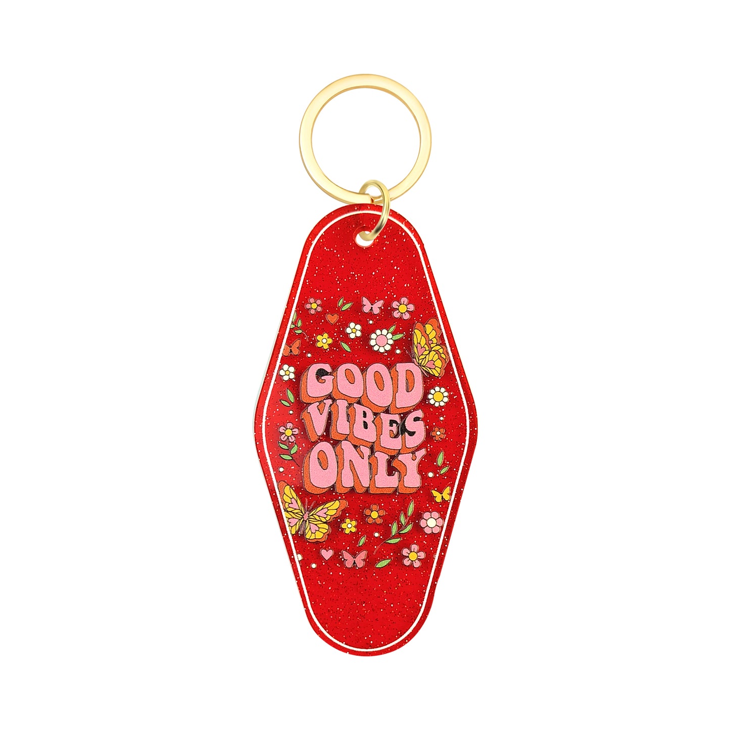 Good Vibes Only Motel Keychain - Vintage Nostalgia Motivational Hotel Keychain