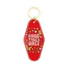 Load image into Gallery viewer, Good Vibes Only Motel Keychain - Vintage Nostalgia Motivational Hotel Keychain
