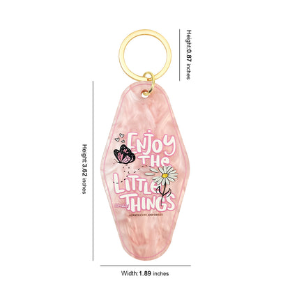 Enjoy The Little Things Motel Keychain - Vintage Nostalgia Motivational Hotel Keychain