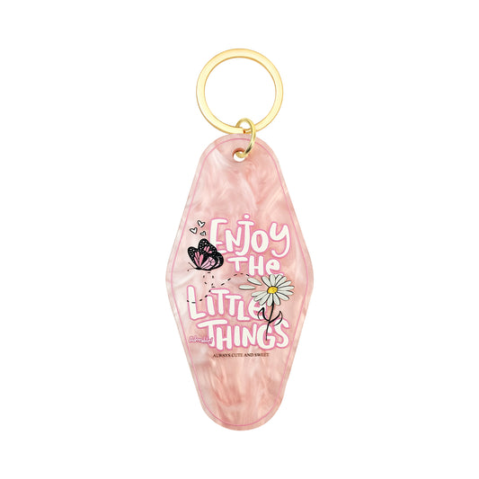 Enjoy The Little Things Motel Keychain - Vintage Nostalgia Motivational Hotel Keychain