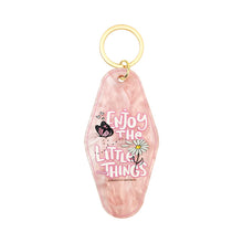 Load image into Gallery viewer, Enjoy The Little Things Motel Keychain - Vintage Nostalgia Motivational Hotel Keychain
