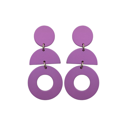 Stacked Statement Acrylic Earrings - Violet Curve