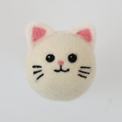 White Kitty Wool Dryer Balls with 3D Ears – Set of 3