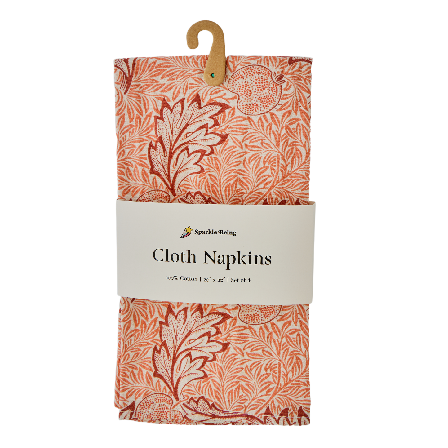 William Morris Apple Napkins – Set of 4 | 100% Cotton Reusable Floral Dinner Napkins