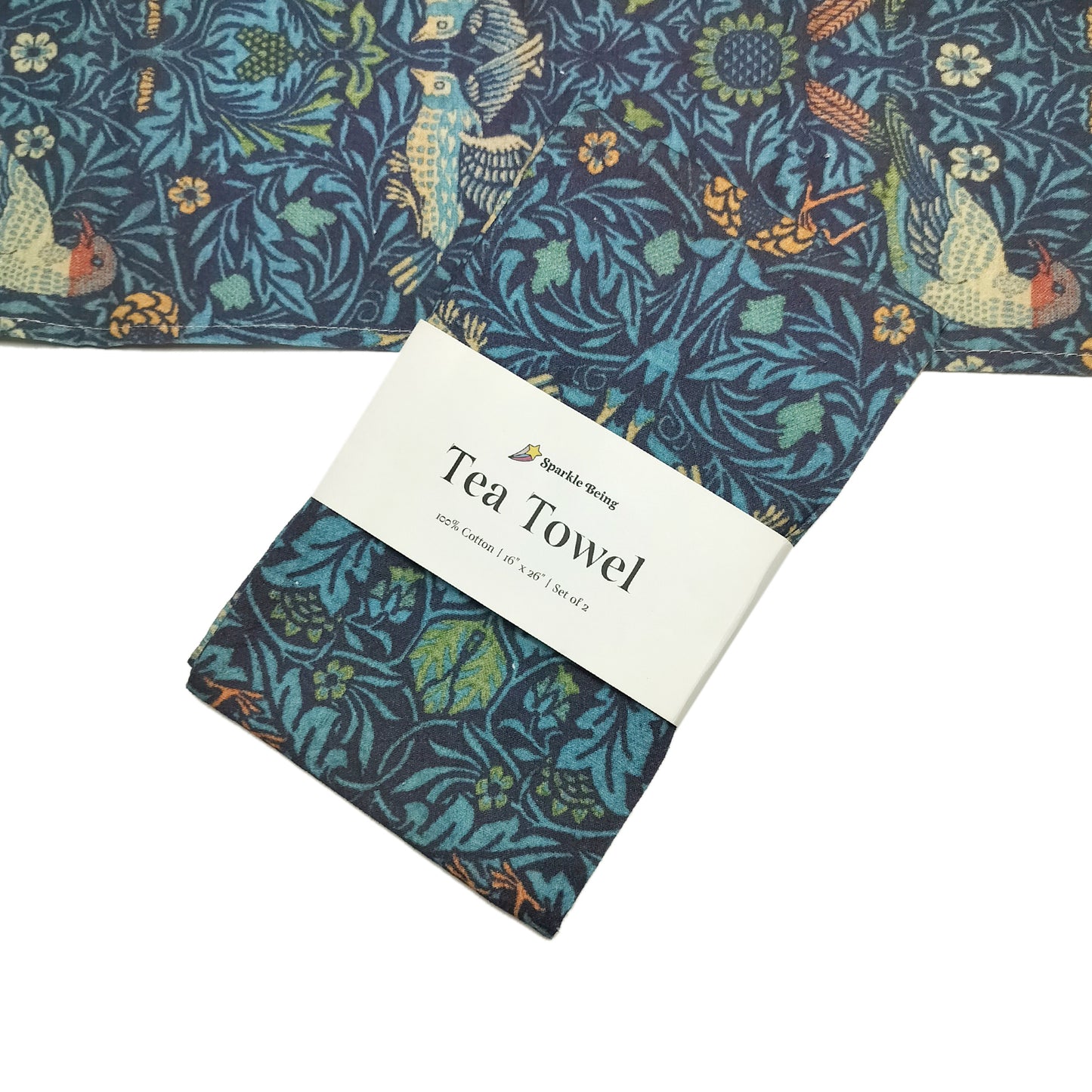 William Morris Birds Tea Towels – Set of 2 | 100% Cotton Botanical Dish Towels