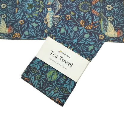 William Morris Birds Tea Towels – Set of 2 | 100% Cotton Botanical Dish Towels
