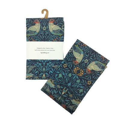 William Morris Birds Tea Towels – Set of 2 | 100% Cotton Botanical Dish Towels