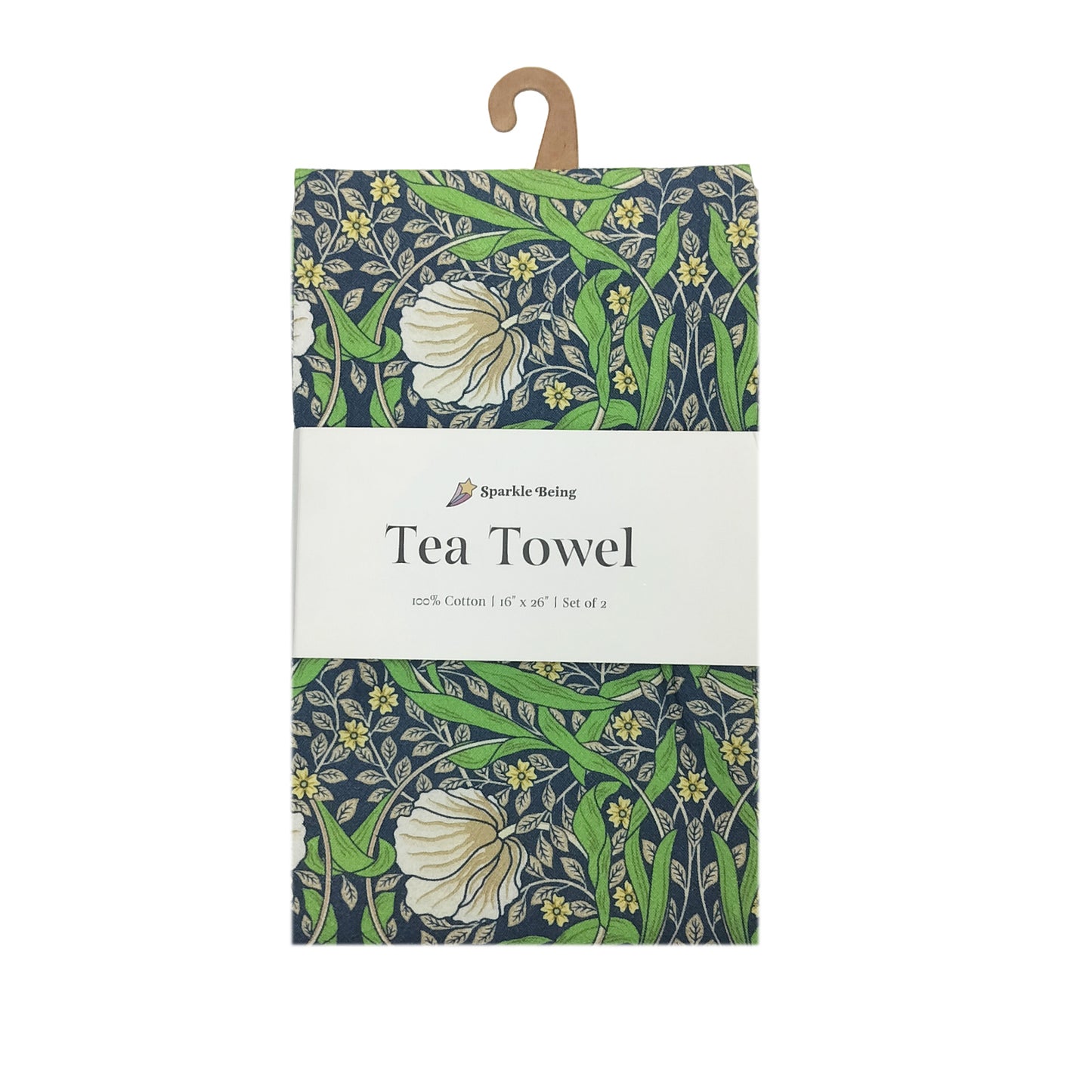William Morris Green Pimpernel Tea Towels – Set of 2 | 100% Cotton Botanical Dish Towels