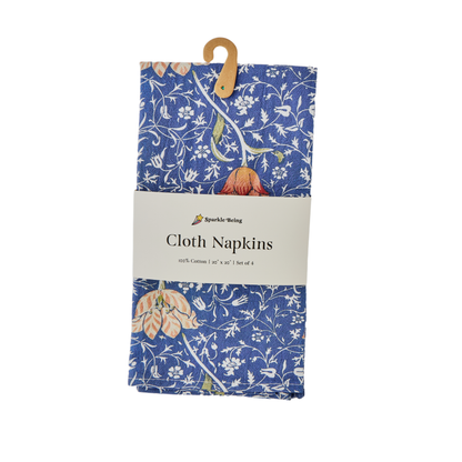 William Morris Medway Napkins – Set of 4 | 100% Cotton Reusable Floral Dinner Napkins