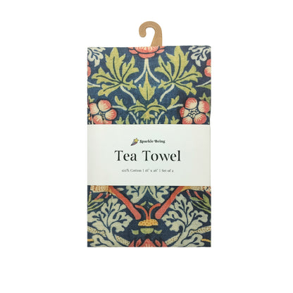 William Morris Strawberry Thief Tea Towels – Set of 2 | 100% Cotton Botanical Dish Towels