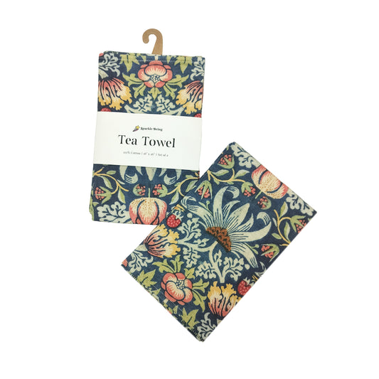 William Morris Strawberry Thief Tea Towels – Set of 2 | 100% Cotton Botanical Dish Towels