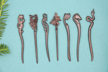 Load image into Gallery viewer, Animal Style Wood Hair Sticks -Snake, Fox, Butterfly, Swan, Horse
