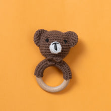 Load image into Gallery viewer, Wooden Baby Rattle Crochet Toy - Bear
