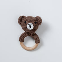 Load image into Gallery viewer, Wooden Baby Rattle Crochet Toy - Bear
