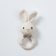 Load image into Gallery viewer, Wooden Baby Rattle Crochet Toy - Bunny
