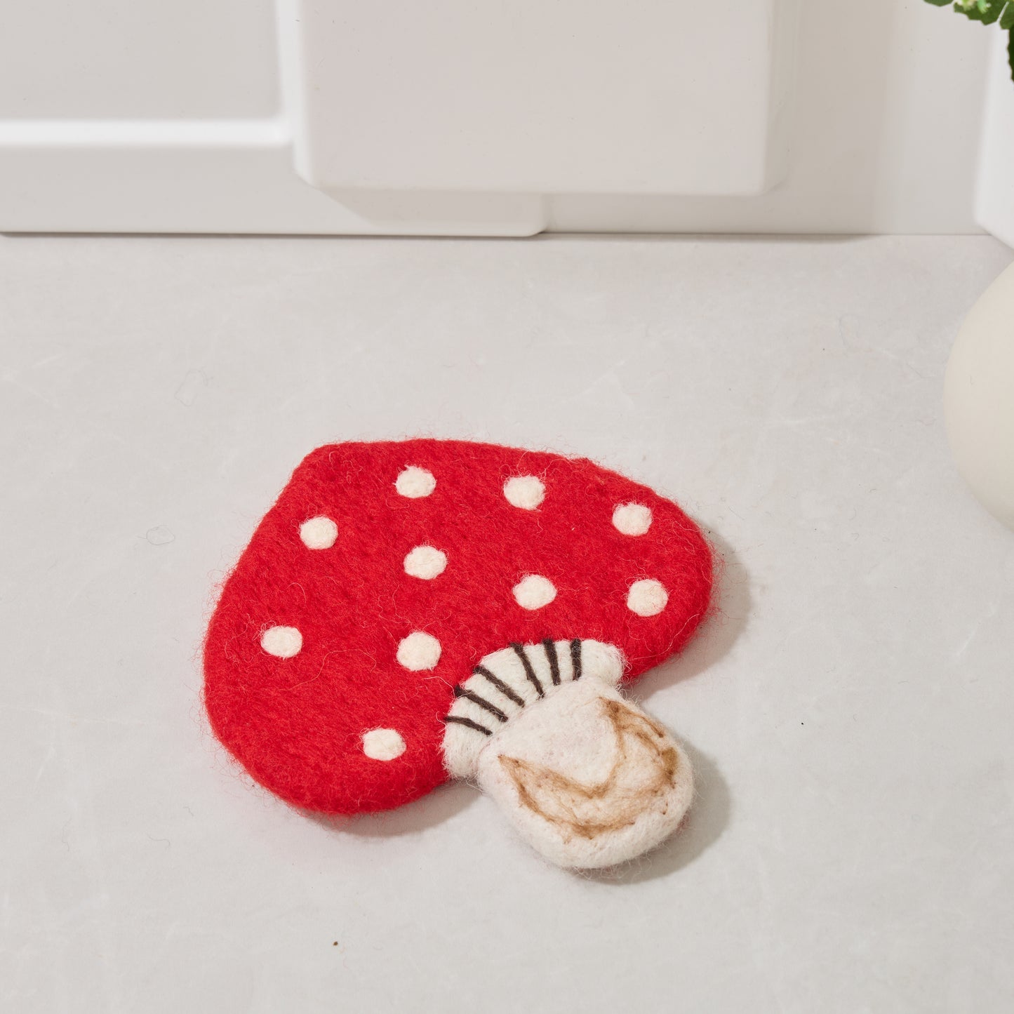Wool Felt Coffee Cup Mug Table Mat Coasters - Mushroom
