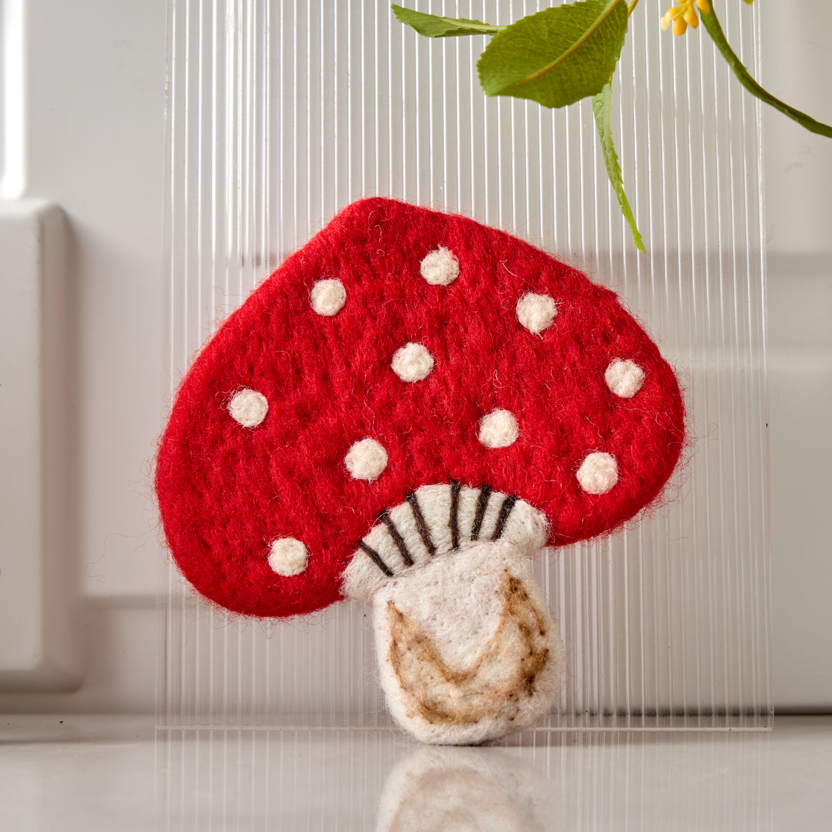Wool Felt Coffee Cup Mug Table Mat Coasters - Mushroom