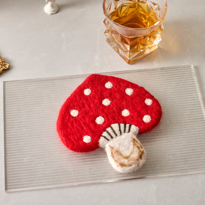 Wool Felt Coffee Cup Mug Table Mat Coasters - Mushroom