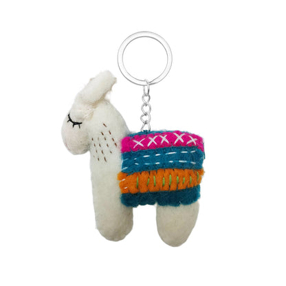 Wool Felt Llama Keychain – Colorful Wool Bag Charm, Cute Alpaca Key Ring