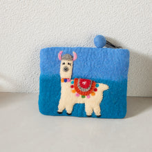 Load image into Gallery viewer, Llama Felt Wallet - Wool Felt Pouch Hand Carry Coin Purse
