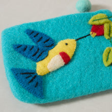 Load image into Gallery viewer, Hummingbird Felt Wallet - Wool Felt Pouch Hand Carry Coin Purse
