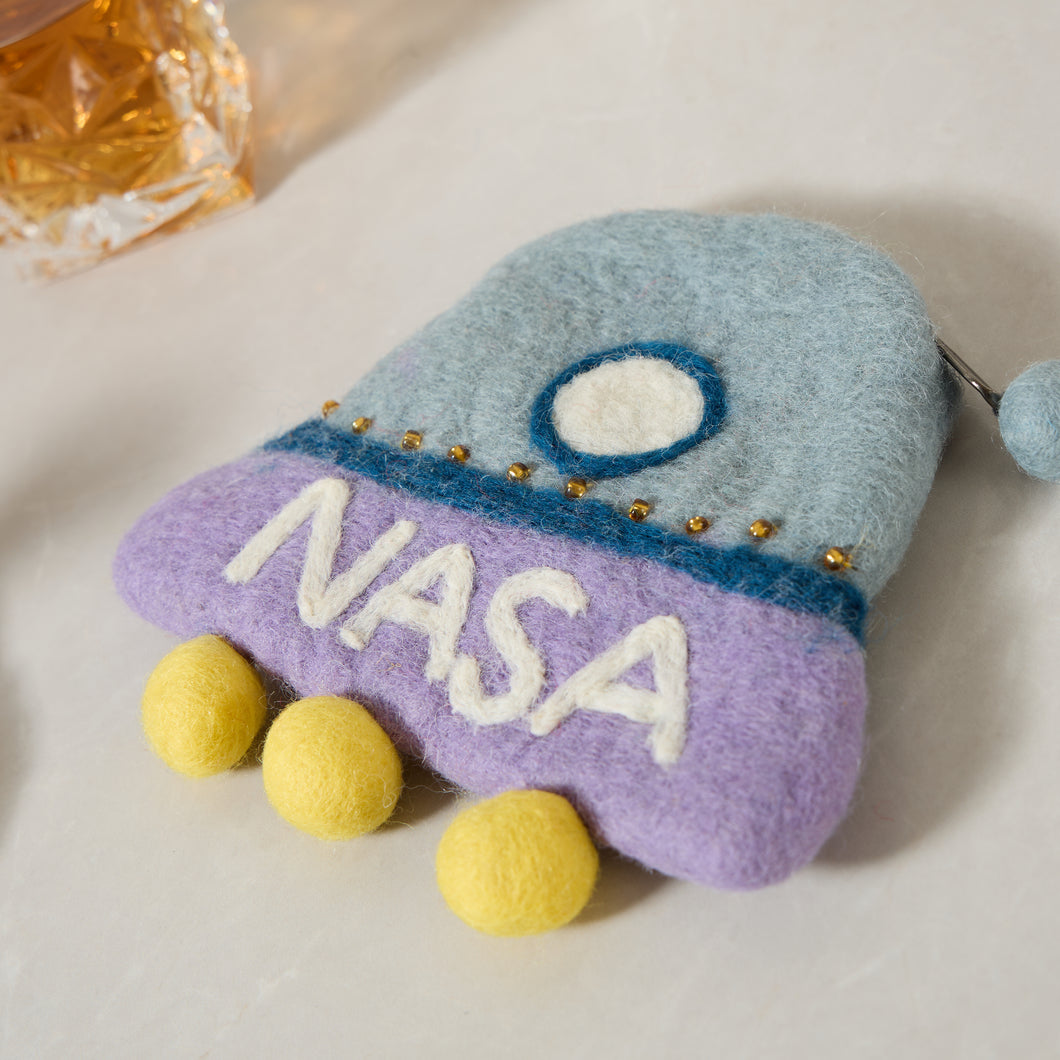 Wool Felt pouch Hand Carry Coin Purse - NASA Wallet