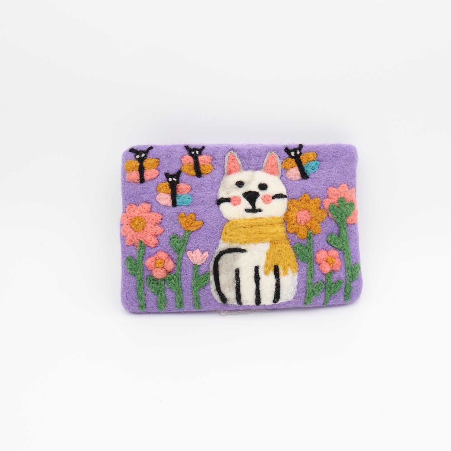 Honeybee Garden Cat Wool Felt Pouch