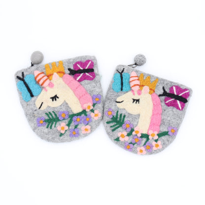 Royal Meadow Unicorn Wool Felt Coin Purse