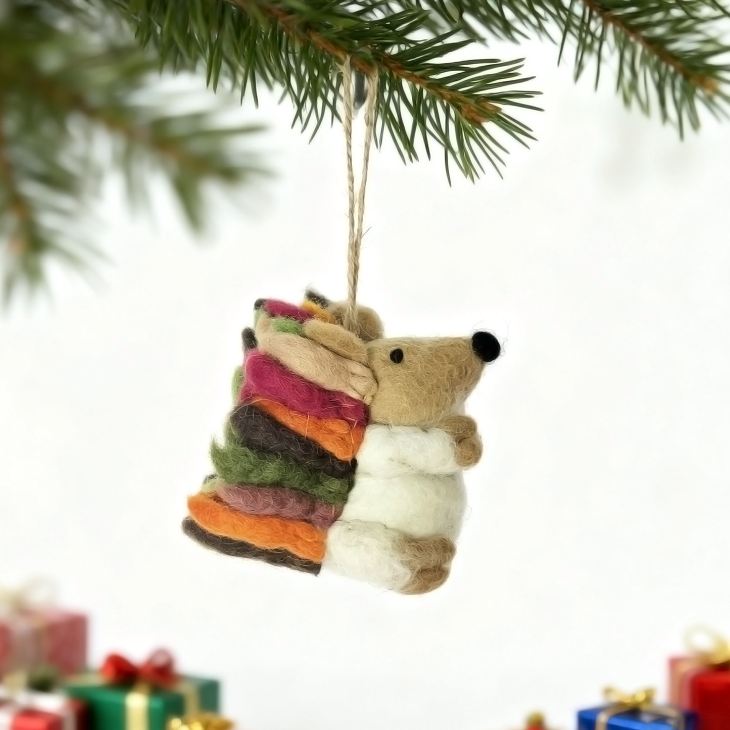 Wool Felt Hedgehog Ornament – Handmade in Nepal