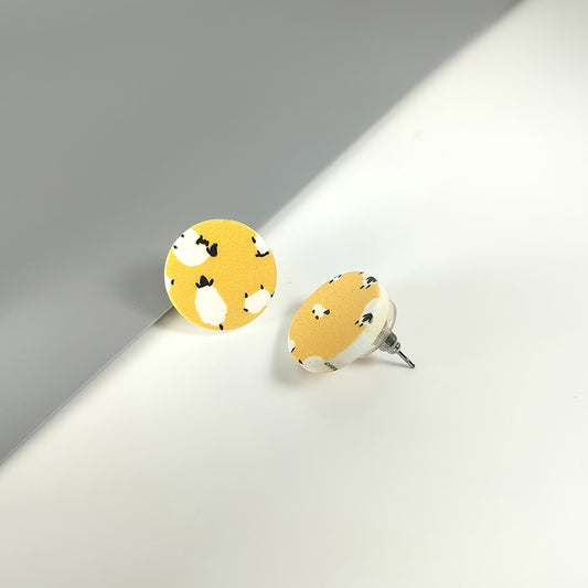 Yellow Sheep Round Acrylic Stud Earrings