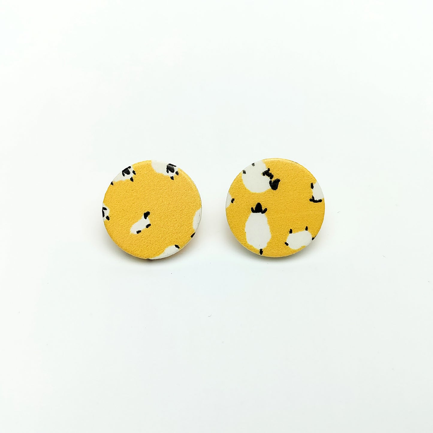 Yellow Sheep Round Acrylic Stud Earrings