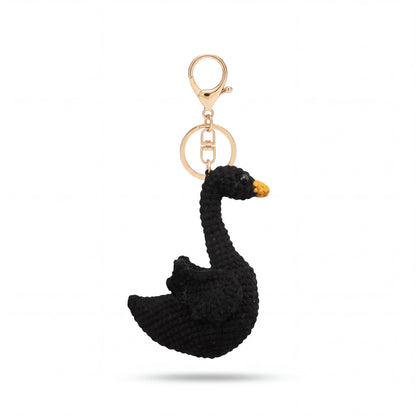 Black & White Swan Hand-crochet Keychain