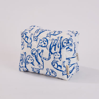 Cute Cats Quilted Makeup Bag - Small Pouch Travel Toiletry Organizer