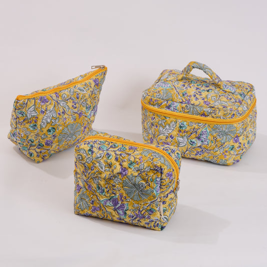 Watercolor Butterfly Quilted Makeup Bag - Small Pouch Travel Toiletry Organizer