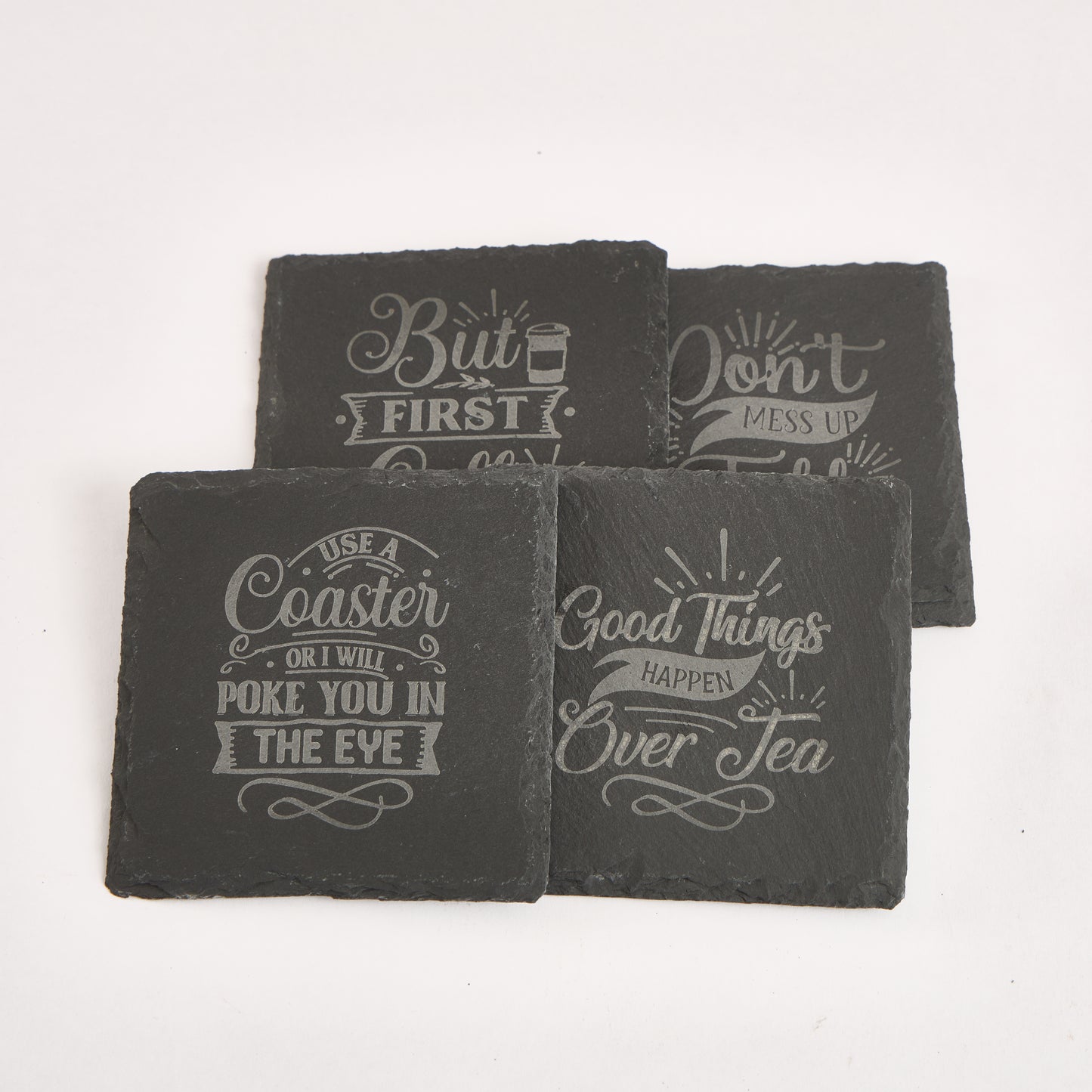 Funny Slate Coaster  – Engraved Drink Coasters with Quotes | Coffee & Tea Lovers Gift