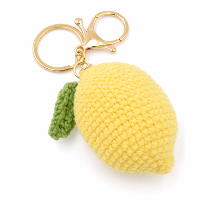 Hand-Crochet Lemon Keychain - Cute Citrus Charm